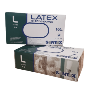 Guantes de látex sin polvo SANTEX. Caja de 100 unidades.